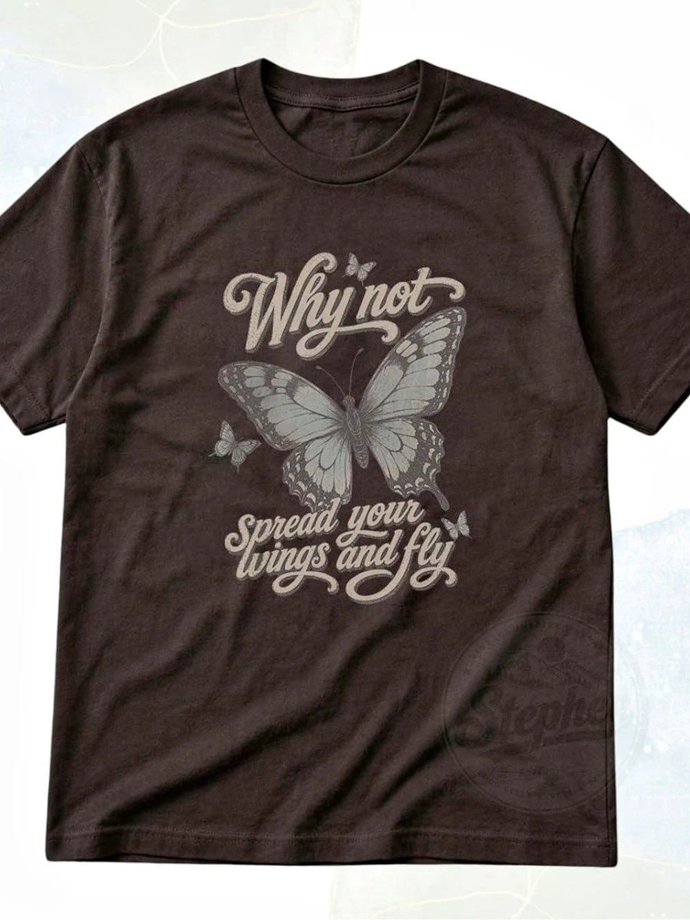 Vintage Dark Choco Butterfly Graphic Tee in Black